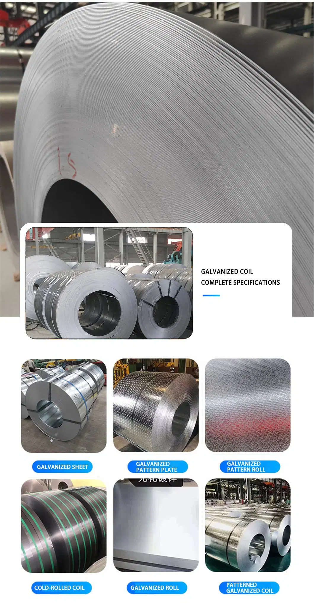 ASTM Dx51d Dx52D SGCC SPCC Hot Rolled Cold Rolled Galvanized Iron Steel Coil Roofing High Quality Sheet Stock Color Coated Roll Coil Corrugated Plate