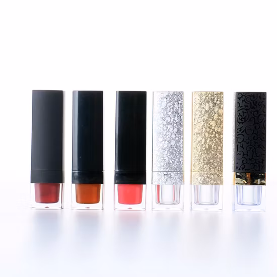 Refillable Pink Color Square Aluminum Lipstick Container Unique Design ABS Plastic Lipstick Tube